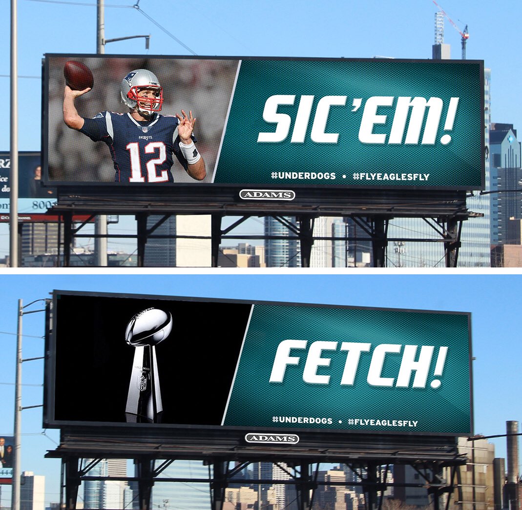 With a beautiful digital billboard in the heart of Philly on I-76, we couldn't resist supporting our <a href="/Eagles/">Philadelphia Eagles</a>. We love #Underdogs. #FlyEaglesFly  #SuperBowl