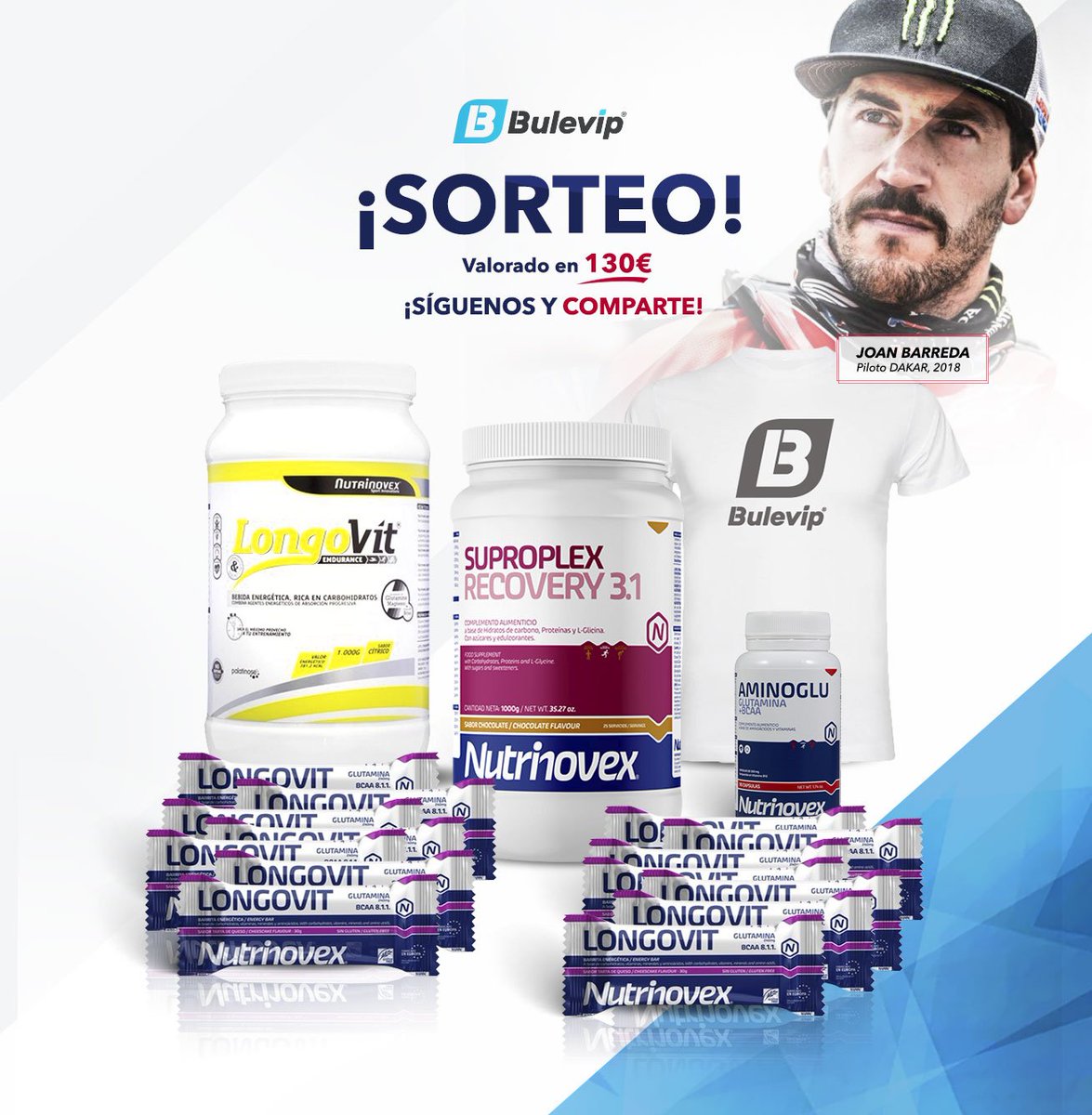 BuleVip's tweet photo. Síguenos y RT para entrar en el sorteo de un pack @Nutrinovex  valorado en 130€ https://t.co/PC1CeVtFLi  ¡El miércoles que viene anunciamos al ganador/a, suerte! 🍀

 #sorteo #suerte #nutrinovex #nutricion #deporte @joanbangbang88 *Sorteo válido para Península y Baleares https://t.co/RJm8BKBEJc