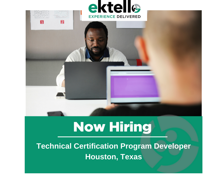 ektello's tweet image. #Hiring - Technical Certification Program Developer.
Come help create a new certification program designed to establish technical implementation competency. jobs.ektello.com/jb/Technical-C… #technicalcertification #programdeveloper #jobs #texas