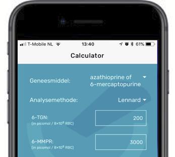 ThioCalc: de thiopurinecalculator App. Developed by Luc Derijks <a href="/MMC/">MáximaMC</a>