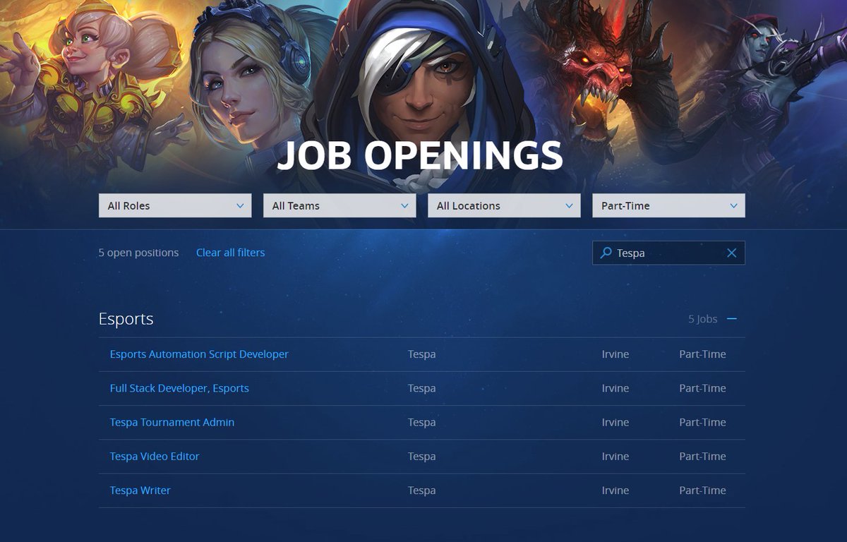 Tired of packing a fire extinguisher to manage your burning passion for college esports? 🔥

Look no further! 👀 Tespa is now hiring for part-time...

✅ Writers
✅ Video Editors
✅ Tournament Admins
✅ Script &amp; Full Stack Developers

Learn More ➡️ bit.ly/TespaJobs