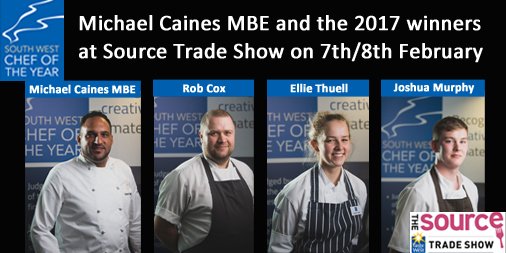 Join us <a href="/SourceFoodDrink/">The Source trade show</a> next week when <a href="/michaelcaines/">Michael Caines MBE DL</a> will be demonstrating as well as three 2017 winners <a href="/robthekingcox/">Robert Cox</a> <a href="/ellie_thuell/">Ellie Thuell</a> and <a href="/JoshuaTJMurphy/">Joshua Murphy</a> and previous winners <a href="/Ethanclarke13/">Ethan clarke</a> and <a href="/matthewdowning7/">Matthew Downing</a> 
thesourcetradeshow.co.uk