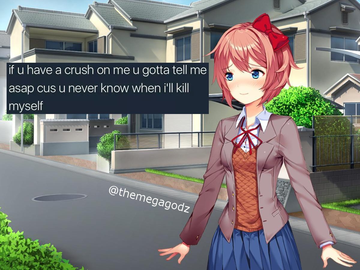 DDLC Fãs - BR - Curiosidade: muitos fãs de DDLC, com certeza já viram essa  foto da Natsuki musculosa em algum lugar. Esse meme foi criado por um  usuário do Twitter chamado @