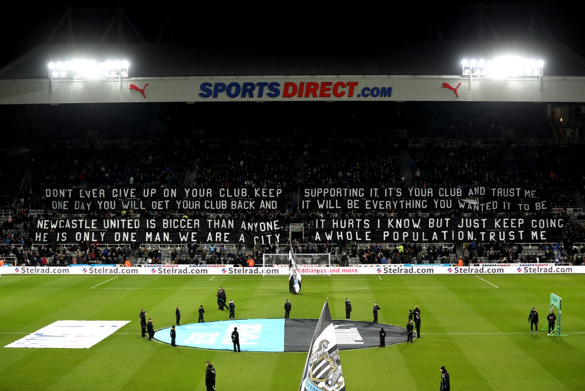 Newcastle United banners at home to Burnley tonight #NUFC