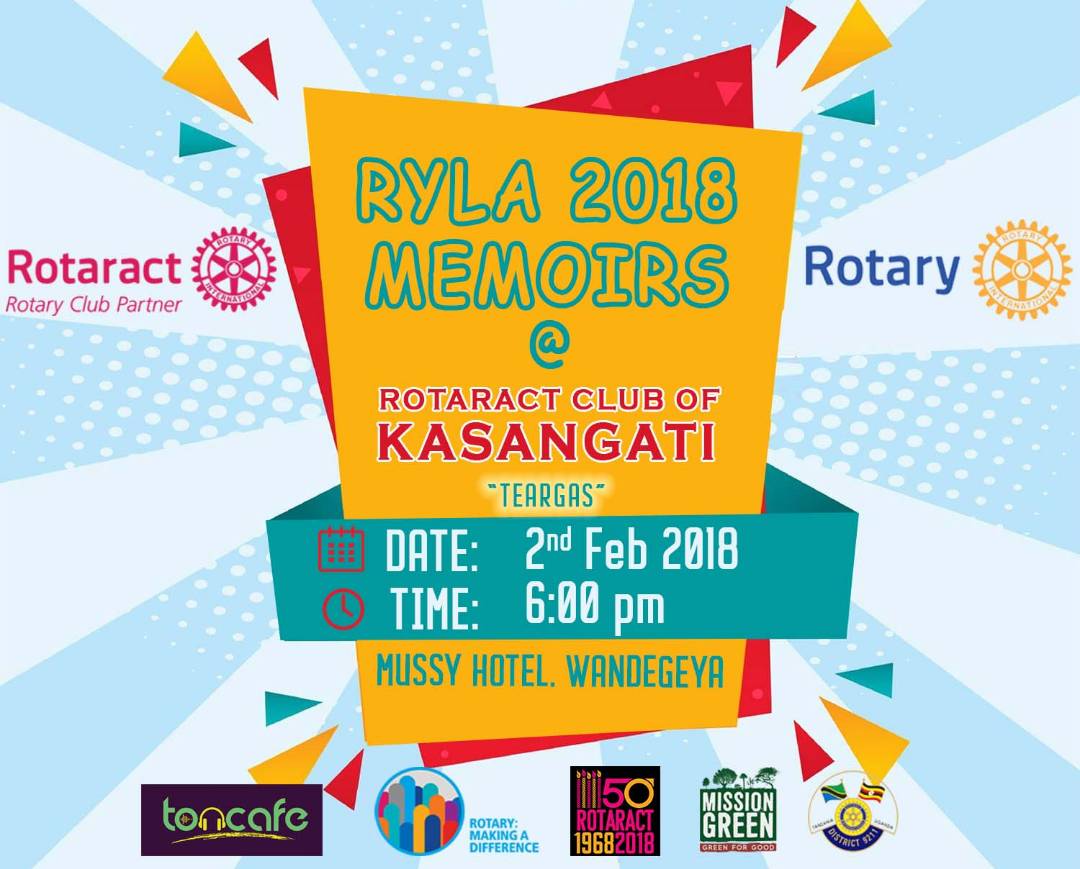 Rct_Kasangati's tweet photo. Kabale stories, come and catch up the highlights of #RYLAUG18 at Mussy Hotel this Friday for yet another fun filled fellowship. 

#Rotaract50 
#D9211
@D9211ROTARACT 
@rotaract256 https://t.co/7EKRXvWx7P