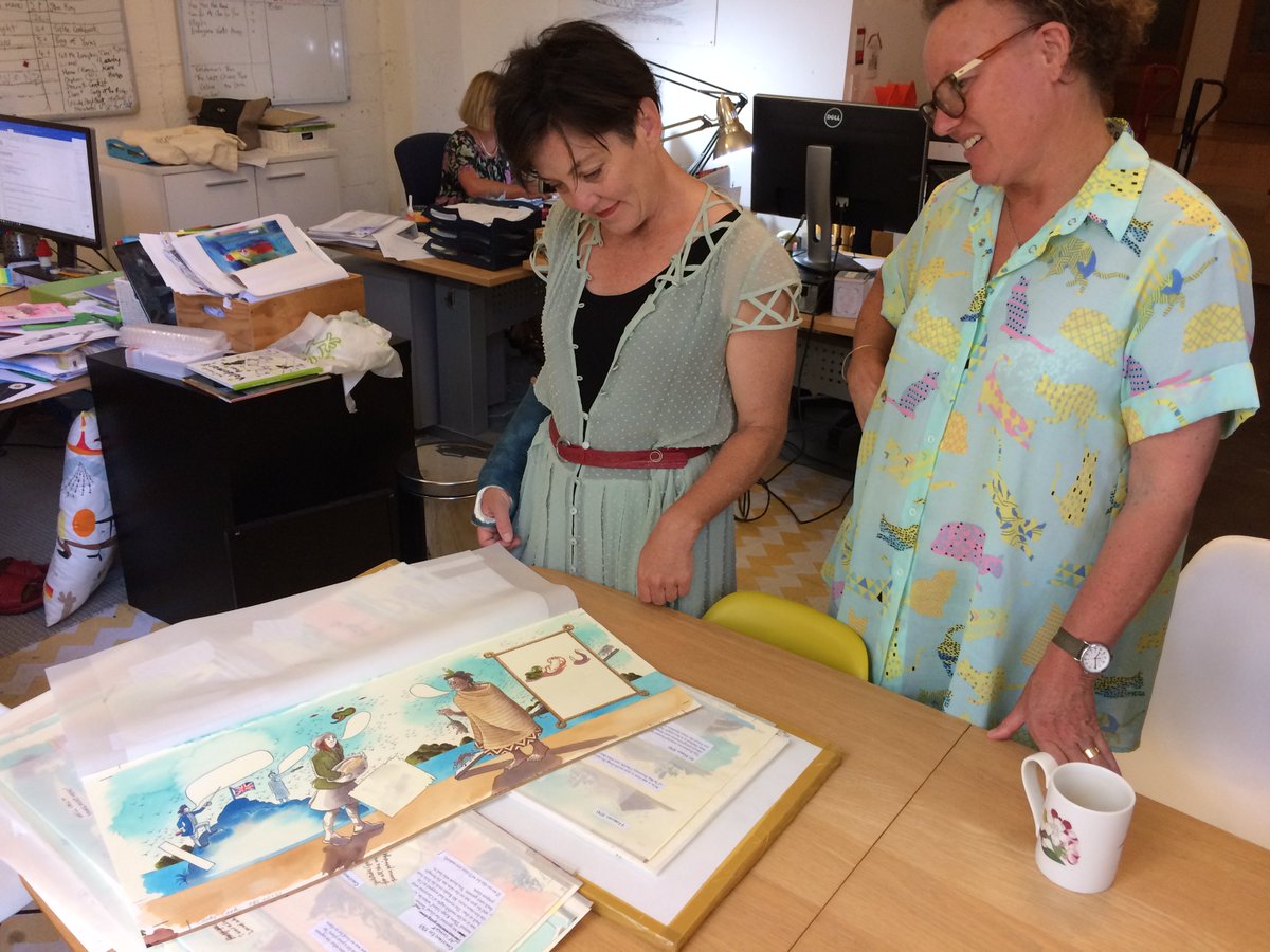 geckopress's tweet photo. Look at what we received yesterday! The original illustrations of "Cook's Cook" - the cook who cooked for Captain Cook! - by Gavin Bishop. Be prepared, it's gorgeous and it's coming in October 2018! 
#CuriouslyGoodBook #CooksCook #GavinBishop #CaptainCook https://t.co/tEQSj9813v