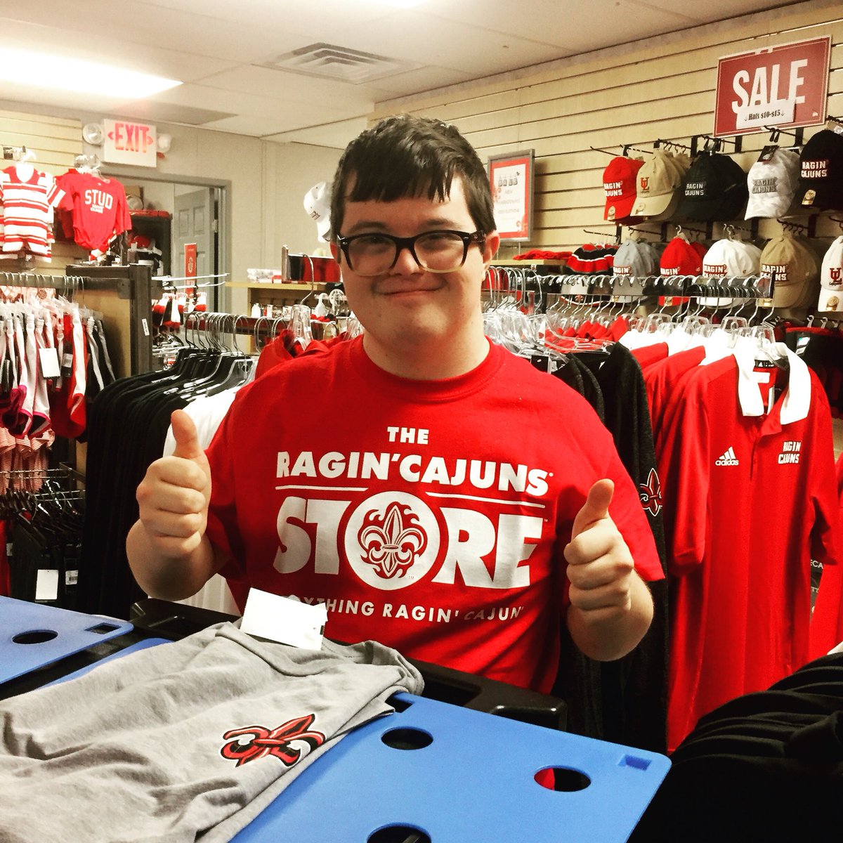 RaginCajunStore's tweet photo. Be sure to stop by our Johnston Street store and say hi to Jake, our newest team member! #ullifeprogram #jaketheman #shoprcs https://t.co/EALcIvbhJg