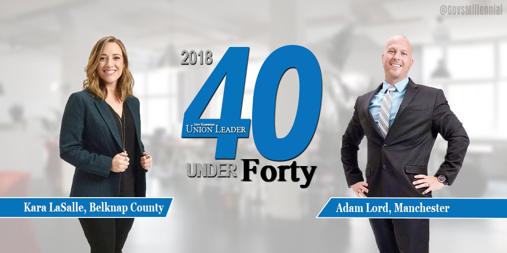 GovsMillennial's tweet photo. Congrats to the @UnionLeader #40U40NH Class of 2018. This year's class includes Kara and Adam both part of the Advisory Council.

Read more about Kara representing Belknap County➡️ https://t.co/JsDrWlYmJQ

Read more about Adam representing Manchester➡️https://t.co/lwnhq8ahJL https://t.co/BBa9xvnwXP