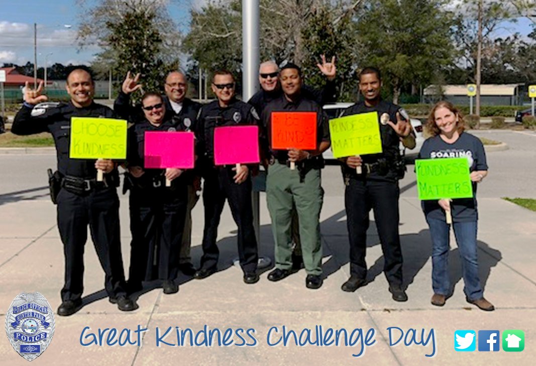 WinterParkPD's tweet photo. #WPPD participated in Brookshire Elementary campaign “Great Kindness Challenge Day” @OCPSnews. The purpose is to teach students to promote kindness throughout the community.  #GreatKindnessChallenge https://t.co/skYah0wFOk