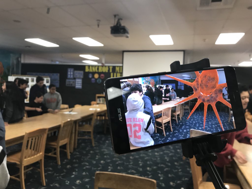 BPCAA's tweet photo. Google Augmented Reality QR Program visits Bancroft. Thank you Google. @Google 
@LAUSD_LDWest @LAUSDMAGNETS https://t.co/sINJRgb88Z