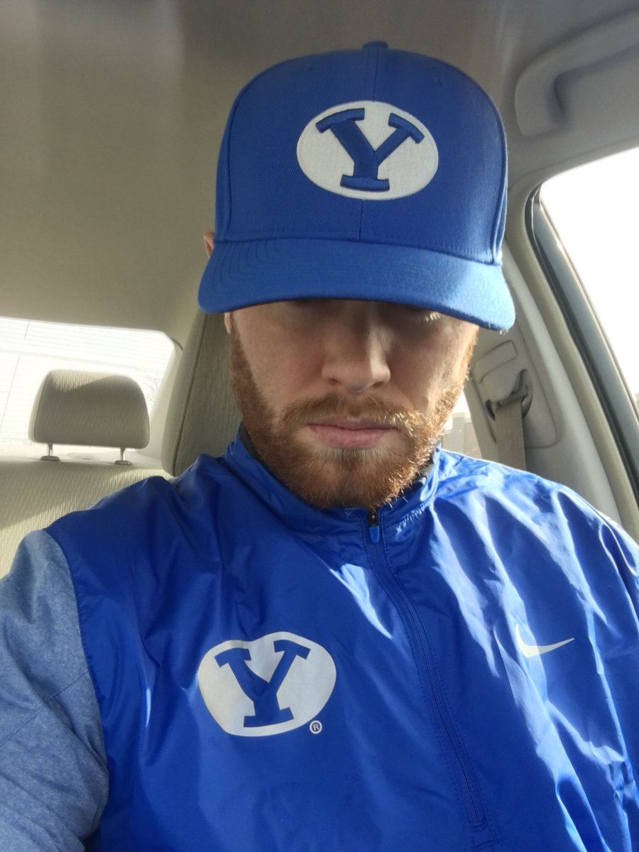 tannachris's tweet photo. Went to chick-fil-a wearing this and was asked if I was a player or a coach. I guess the BYU bookstore wasn’t lying that their “gear is so legit they’ll think you’re on the team” #beardcard 😂 https://t.co/35MeSGOhW3