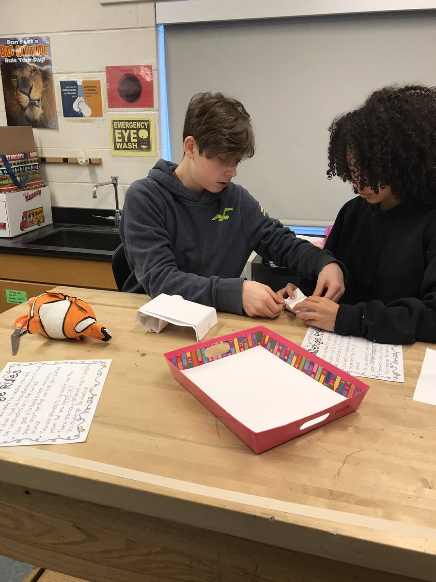 ScienceKeith's tweet photo. STEM paper chair challenge!  Taking a brain break after midterm week! https://t.co/Wu3rLXUzaB