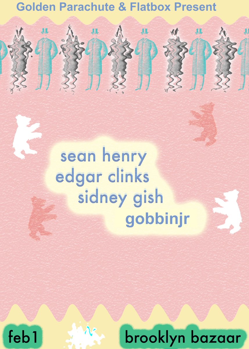 Brooklyn Bazaar (@bkbazaar) on Twitter photo attention! @gobbinjr420 is now opening tomorrow's show w/ Sidney Gish (<a href="/sidneyg156/">sidney gish</a>) + Sean Henry + @edgarclinks !
tix are flying: ticketf.ly/2AGUTej attention! @gobbinjr420 is now opening tomorrow's show w/ Sidney Gish (<a href="/sidneyg156/">sidney gish</a>) + Sean Henry + @edgarclinks !
tix are flying: ticketf.ly/2AGUTej