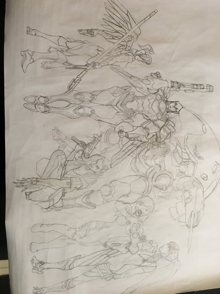 kasielester's tweet photo. Just finished my Overwatch Fav characters drawing *color or no* 🤗 hope you guys like lol @carolinaravassa @CharletChung @hollings_chloe @LuciePohlComedy @heyitsjencohn https://t.co/qbSZxiTCJv
