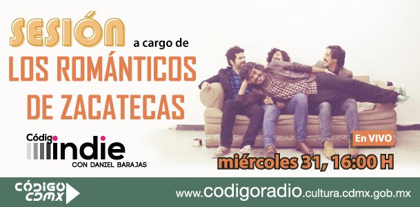 codigo21_radio's tweet photo. En @CodigoIndie, @megustamanimal presenta su propuesta #AvanPop. Los @RomanticosdeZac en #SesiónAcústica. Conéctate con @Dan_B_R a las 15:00. https://t.co/Bqr1YynaSu https://t.co/EJH461AiOB