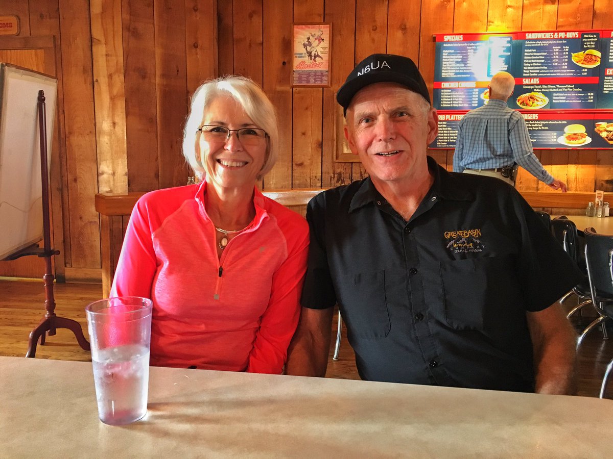 wdillon's tweet photo. Delighted to see Doug, @dtabor and wife Pam at today's Houston AMSAT luncheon.  Doug worked half-dozen+ contacts on the 19z pass of AO-91 from the parking lot afterward. https://t.co/VdYZYOStH6