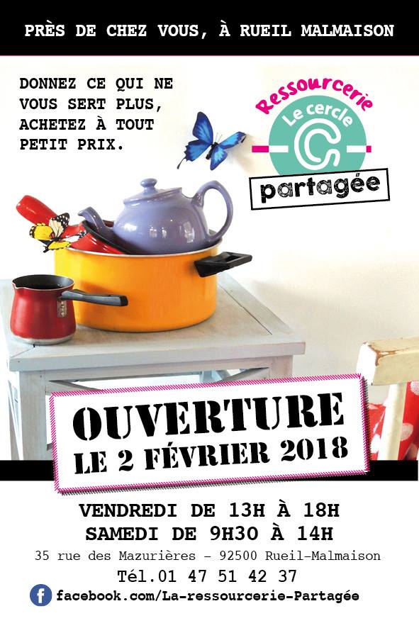 Une toute nouvelle Ressourcerie ouvre ses portes <a href="/villederueil/">Rueil-Malmaison</a>. Venez nombreux! #Solidaire #recyclage, un geste pour la #planete. Ressourcerie Partagée!