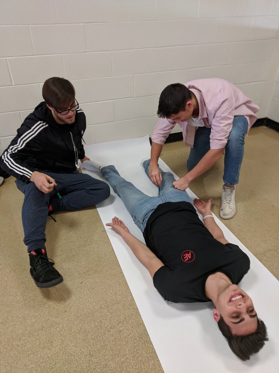 coulsonscience's tweet photo. A&P kiddos started their semester long project of building a "whole" body....they used their group mates to trace as their sample human. Can't wait to see them in action working on these! #coulsonscience #fullbodylearning https://t.co/O1HyKDlyiY
