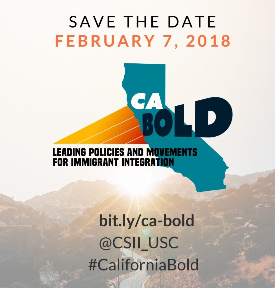 USCPELA's tweet photo. Now is the time for even bolder action on immigrant integration! Join us at #CaliforniaBold with @CSII_USC on Feb. 7 to defend, develop, &amp; deploy #immigrant integration policies &amp; movements. One week left to RSVP, sign up today > https://t.co/fqoX3xRtDV (fee waivers available) https://t.co/jn7CHTVaQ0