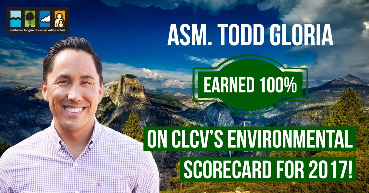 envirovoters's tweet image. Congratulations to Assemblymember @ToddGloria on scoring 100% on CLCV&apos;s 2017 Scorecard. Thank you for your leadership!

To find out how your lawmaker voted visit: scorecard.ecovote.org.