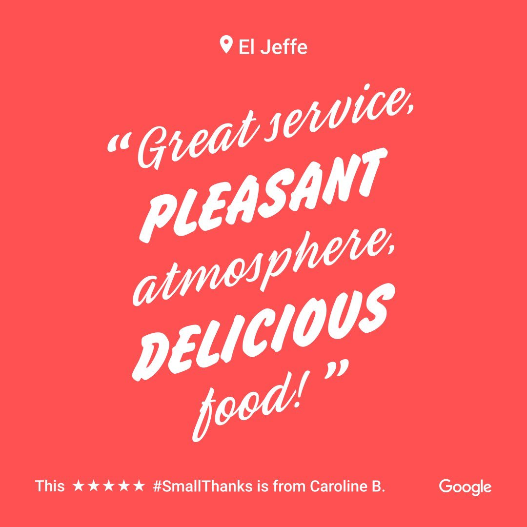 One Of Our Lovely Customers Review On Google❤️ 
#ElJeffeNYC #TacoTuesday #tacofriday #tacolover #besttacos #besttacosintown #bedstuy #ubereats #eat24 #grubhub #grill #nachos #margaritas #sangria #brooklyn #happyhour #delivery #salads #yelp  #testimonialcustomer #smallthanks