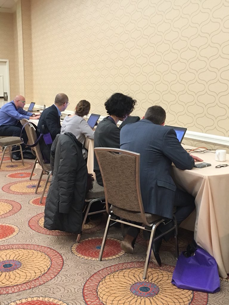 productionassoc's tweet photo. Our team is in Dallas this week @HiltonAnatole @MySMFM - the speaker ready room has been busy all day with -  400+ presentations uploaded prior and they can still be tweaked onsite - flexibility = happy presenters  @shepard_av https://t.co/BnTV6nO5u5