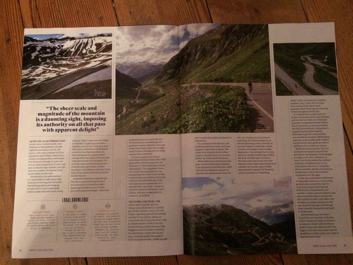 AverageGradient's tweet photo. @cottydale @Malinphoto @cyclingplus @colcollective @Mavic @RideCannondale @Lezyne @use_exposure @TORQfitness @TheSufferfest @vervecycling @MySwitzerland_e Can’t wait to read this later (March copy in Morrison’s too...thankfully a mate was more switched on than me &amp; had the Feb issue). #Bike #SwissAlps #GotthardChallenge #September #Switzerland #CyclingPlus https://t.co/xA3V3csCgR