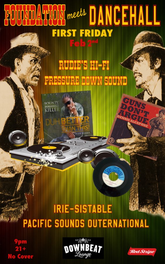 RudieHiFi's tweet photo. This Friday and every 1st Friday- Foundation Meets Dancehall, with @RudieHiFi, @lethalselecta Irie-Sistable and Pressure Down Sound at @downbeathawaii 9pm and no cover. https://t.co/pBrP6mGgbU