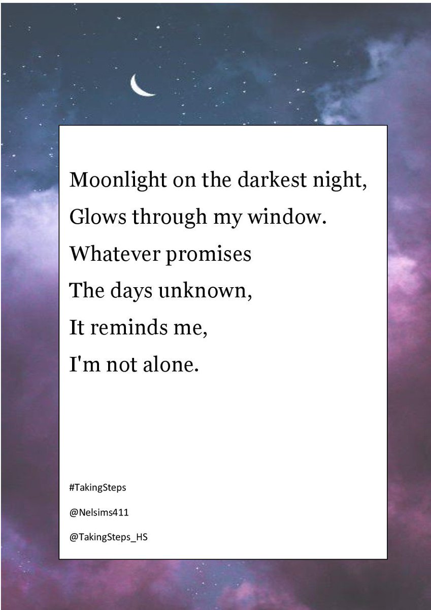 TakingSteps_HS's tweet photo. One of Helen's 'mini poems'...
#TakingSteps
#books
#SuperBlueBloodMoon
#WondersOfTheMoon
#Supermoon2018
#Poetry https://t.co/P547GqxDBn