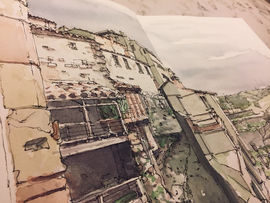 GreensmithTim's tweet image. Beyond the clouds in Cordes #SketchAWeek2018