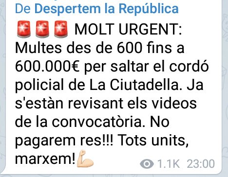 GuajeSalvaje's tweet photo. Los indepes descubren, sorprendidos, que infringir las leyes tiene consecuencias.
Multas de 600 a 600.000€, dicen, por saltar el cordón policial de la Ciutadella. Acostumbrados a la impunidad, dicen que no pagarán.
Igual quieren que lo pague el FLA o necesitan colectas de la ANC https://t.co/TEGUr7MiUJ
