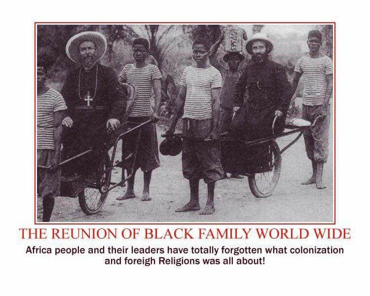 TheAcronymMaker's tweet photo. What Colonial RELIGION turned Afrikans into. 👇🏿👇🏿👇🏿 https://t.co/a8aOtS8SDA