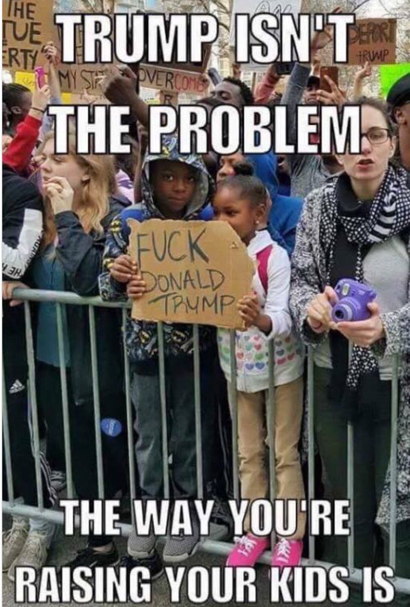 CB618444's tweet photo. 👇👇👇#Trump isn't the problem, they way you're raising your kids is... Take a good look at the future #DRat party...just like the current one.  

News flash liberals #AmericaLast is officially DEAD 💀Take your useless spawn &amp; move 2 the Middle East. https://t.co/rGyDLi8oe9