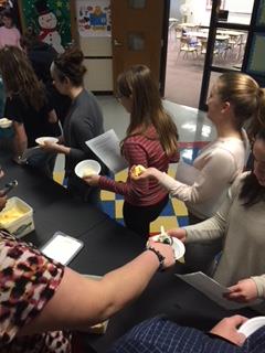 SeslieLmith's tweet photo. After writing directions on how to build an ice cream sundae, Visionaries students had to use their directions to make their semester celebration treats. Some students didn't give themselves spoons or bowls! #mamsteachers #PLNCCSD https://t.co/U4Zb6sNzPj