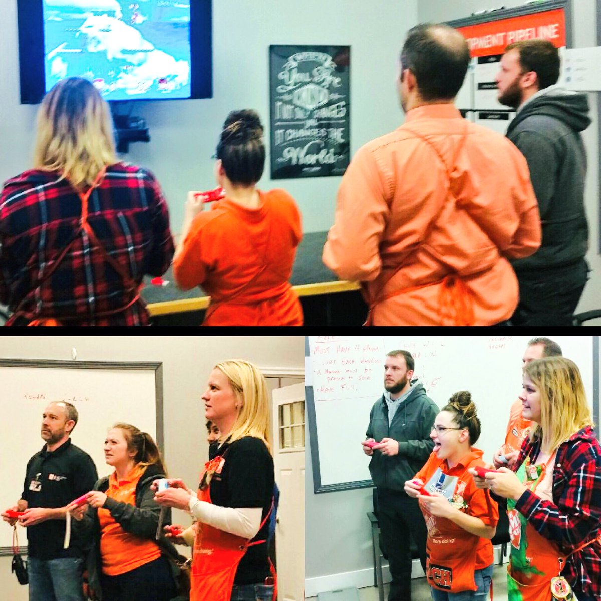 HomeDepotKzoo's tweet photo. Fun at work week continues... #supersmashbros #videogameweek #friendlycompetition 🎮🥊🥇@JasonHatkowski @mmmatey @WoodstockJordan @troyer_paige @bobsaniga https://t.co/f2MquaqrcV