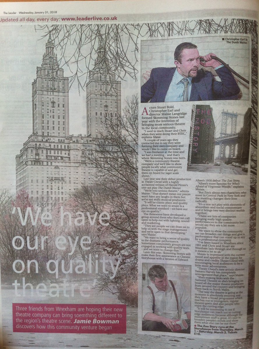 SkimStoneTheatr's tweet image. Great write up in the @leaderlive today!