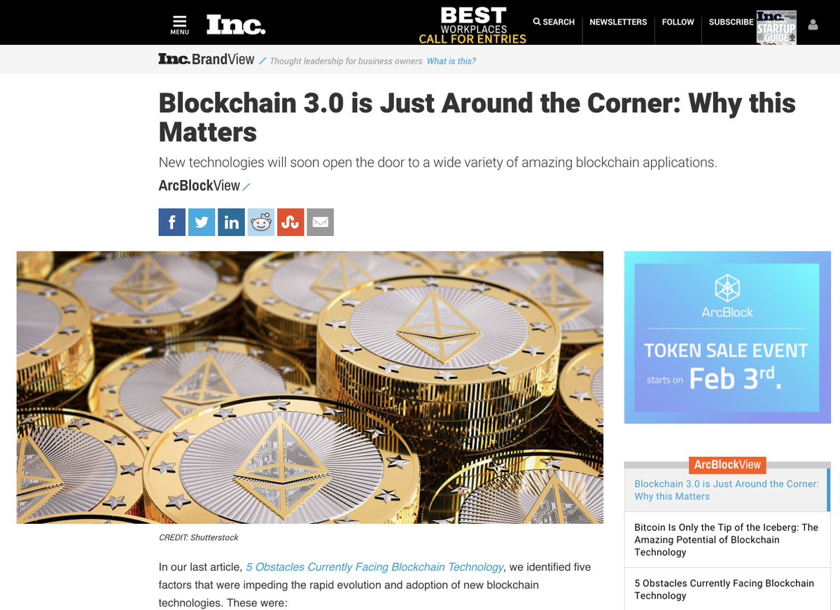 Why Blockchain 3.0 Matters? How ArcBlock is related to Blockchain 3.0? Read this article on Inc to find it out: bit.ly/arc_blockchain3. #arcblock #blockchain #ICO #blockchain3.0