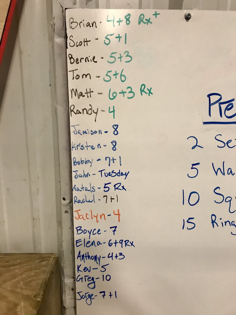 CrossFitAArena's tweet photo. A little Shane Miller special for today’s WOD! Gotta love the stuff he comes up with! #AthletesArena #CrossFitAthletesArena #CAAGoals #CrossFit #WOD #thrusters #deadlifts #pullups #AMRAP #dumbbells https://t.co/faGS7WkMSy