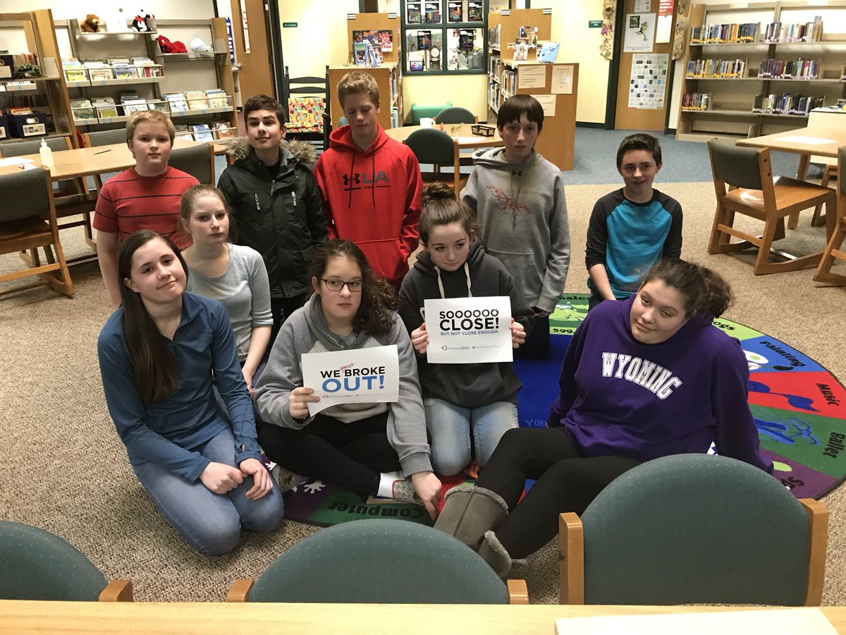 npsdlms's tweet image. @npsdsoar wanted a math week breakout so we tried the Mesozoic  Era Lab break out. 1 successful breakout 2 sooo close. #breakoutedu #MathWeek2018