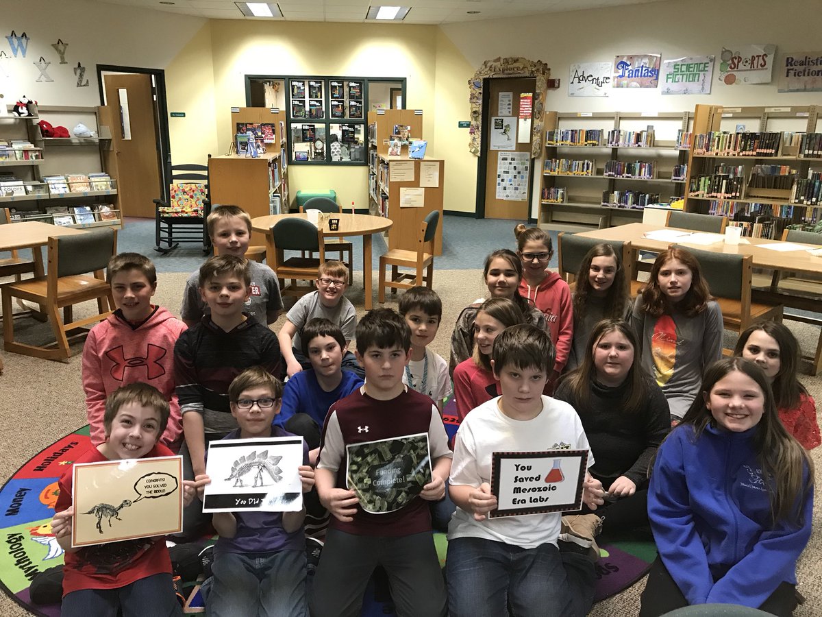 npsdlms's tweet image. @npsdsoar wanted a math week breakout so we tried the Mesozoic  Era Lab break out. 1 successful breakout 2 sooo close. #breakoutedu #MathWeek2018