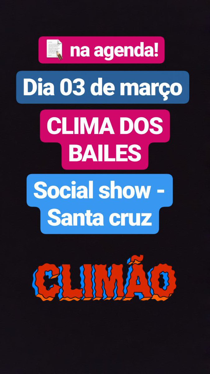 climadosbailess's tweet photo. Boa noite público lindo anota aí na sua agenda pra não esquecer, lembrando que não é festa é baile!! 🔞💥🍹
#BaileDaClima #03deMarço #PrepareSeuCorpo https://t.co/12ji854jhz