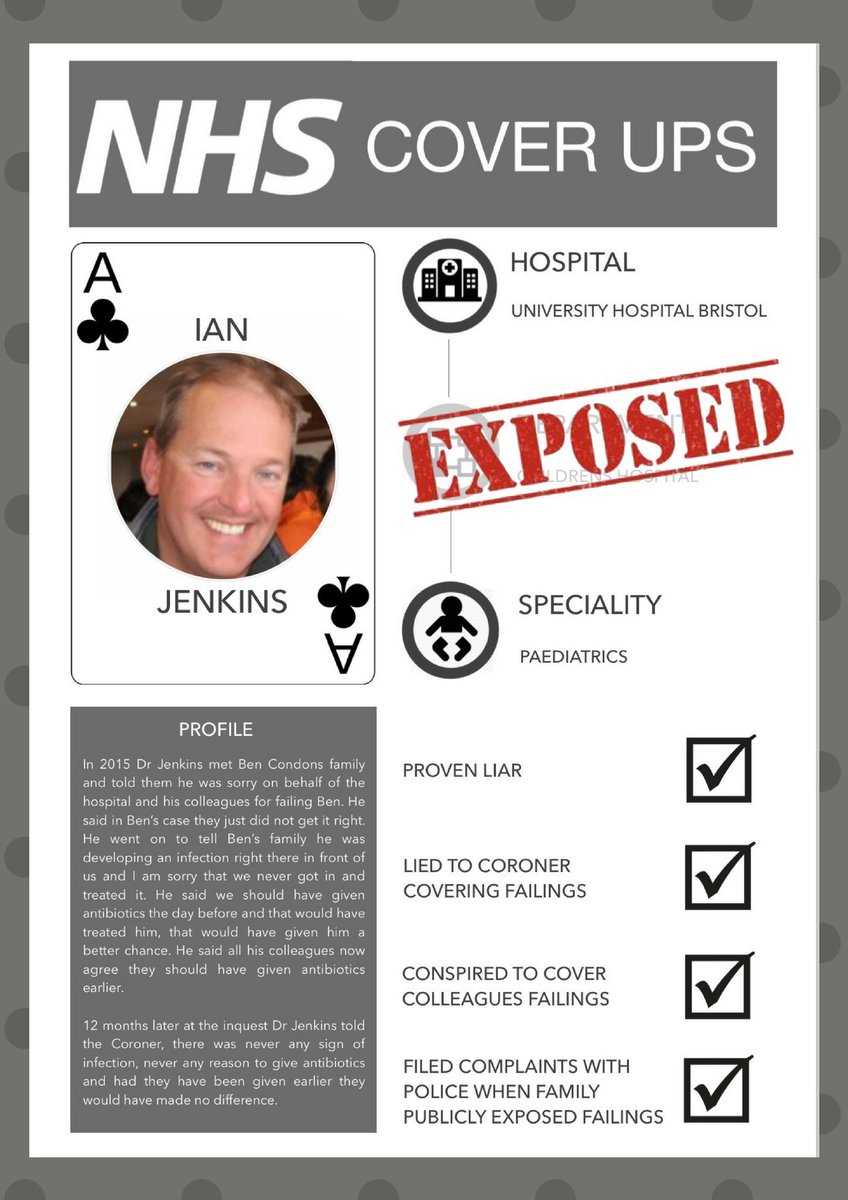 Allyncondon's tweet photo. The Paediatric Consultants exposed #PICU Dr Peter Davis Dr Suzanne Dean Dr Ian Jenkins Dr Matthew Christopherson who all played their part in the cover up of #BenCondons death @UHBristolNHS University Hospital Bristol, Bristol Childrens Hospital #uhbristol #Bristol #NHS https://t.co/tkwAg4YFFw