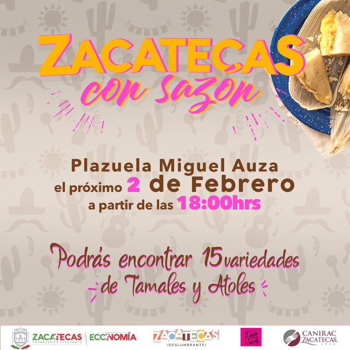 gobiernozac's tweet photo. ¿Qué te parecen unos tamales con atole para este frío? Te invitamos a ser parte del evento Zacatecas con Sazón este viernes en punto de las 6 de la tarde en la plazuela Miguel Auza, ¡no te lo pierdas! https://t.co/CKWPYz9V34