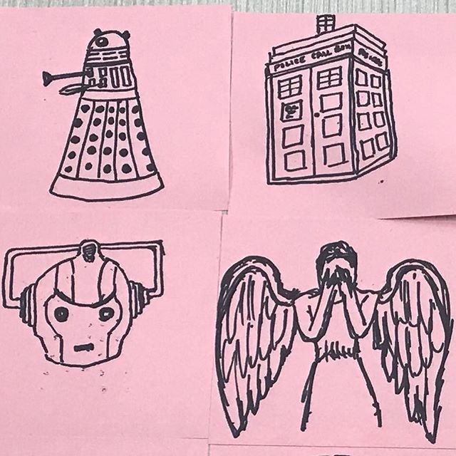 FauxRunner's tweet photo. Doodles of the day. .
.
#doodles #doodlesofinstagram #doodle #PostItDoodle #SharpieArt #Sharpie #SharpieDoodle #Whovian #DoctorWho #VillainsOfDoctorWho https://t.co/oo18byPdsA https://t.co/XWRTyxGcAX