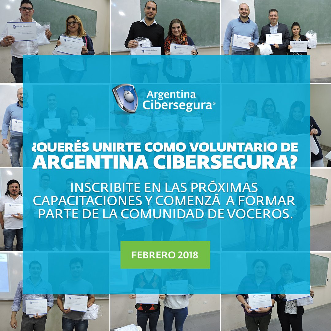 arg_cibersegura's tweet photo. 👉ÚLTIMA SEMANA DE INSCRIPCIONES👨‍💻
Todavía estás a tiempo de sumarte al equipo de voceros para dar charlas y formar parte de esta noble causa.😁
¡Mirá más info e inscribite! > https://t.co/33URnkso9Q ¡Las inscripciones son a confirmar! https://t.co/9Z3KGnBH3O