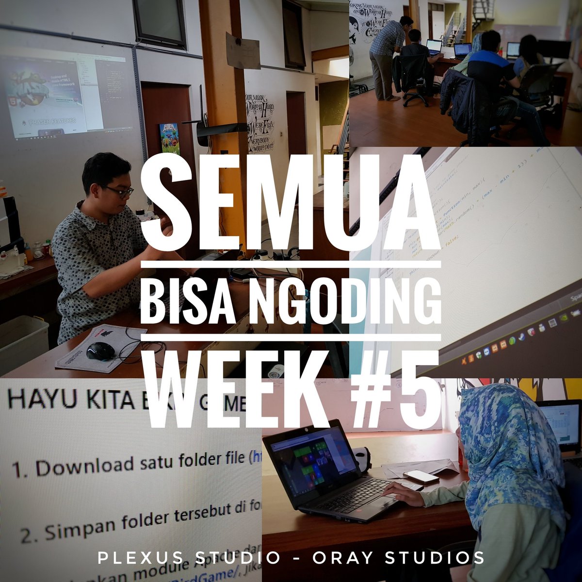 iqbalbaskara's tweet image. 4 minggu saya berbagi fundamental programming di depan, minggu ini gantian jd murid.
Guru bbrp minggu ke dpn adlh @dicky_cule dgn materi pengenalan Phaser & JS dgn bikin game.
#Programming #workshop #programmingworkshop #digitalliteracy