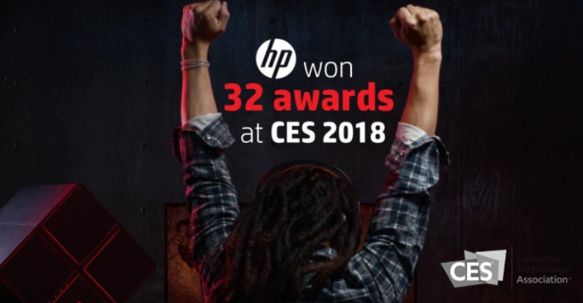 HPKennie's tweet photo. @HP Fuels the Future of Computing at CES 2018 with a whopping 32 awards!!!
“Every aspect of the PC experience is being reinvented, and HP is at the forefront,” @RonCoughlinHP, President, Personal Systems.
#PremiumPC #OMENbyHP #Immersive #KeepReinventing
https://t.co/hf3LgDEqwV https://t.co/Q395a2lmkq