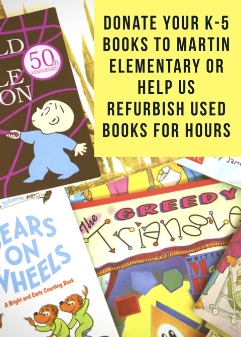 FbhsHope's tweet photo. Hey everyone! Let’s help Martin Elementary with their book swap! 📚 If you have any gently used K-5 appropriate books please donate them and/or help us erase any pencil markings or names written in them for volunteer hours!! 💙 #breatheitliveitloveit https://t.co/g71dCOcMAc