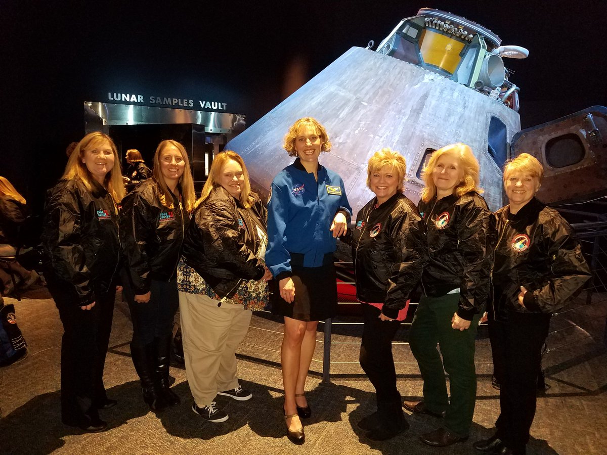 bjmoore1640's tweet photo. Thrilled to be part of Starliner Year in Space Expedition Crew Program. Excited that we got to spend time with @AstroDot this evening. She is a STEM Rockstar. I love being a teacher.  @WSFCS_Science @WileyMS https://t.co/5iKNI2q0EL