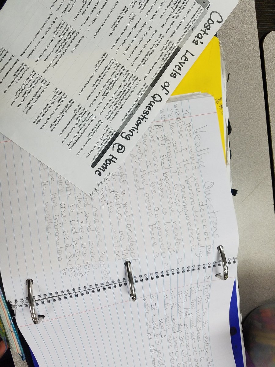 CindyGarrett20's tweet photo. @CHISDCP 4th Grade Scholars analyzing what type of questions they were answering about weather. #Costa'slevelsofquestiong #takingchargeoftheirlearning #4thgraderocks https://t.co/ZTvqSi70Oq